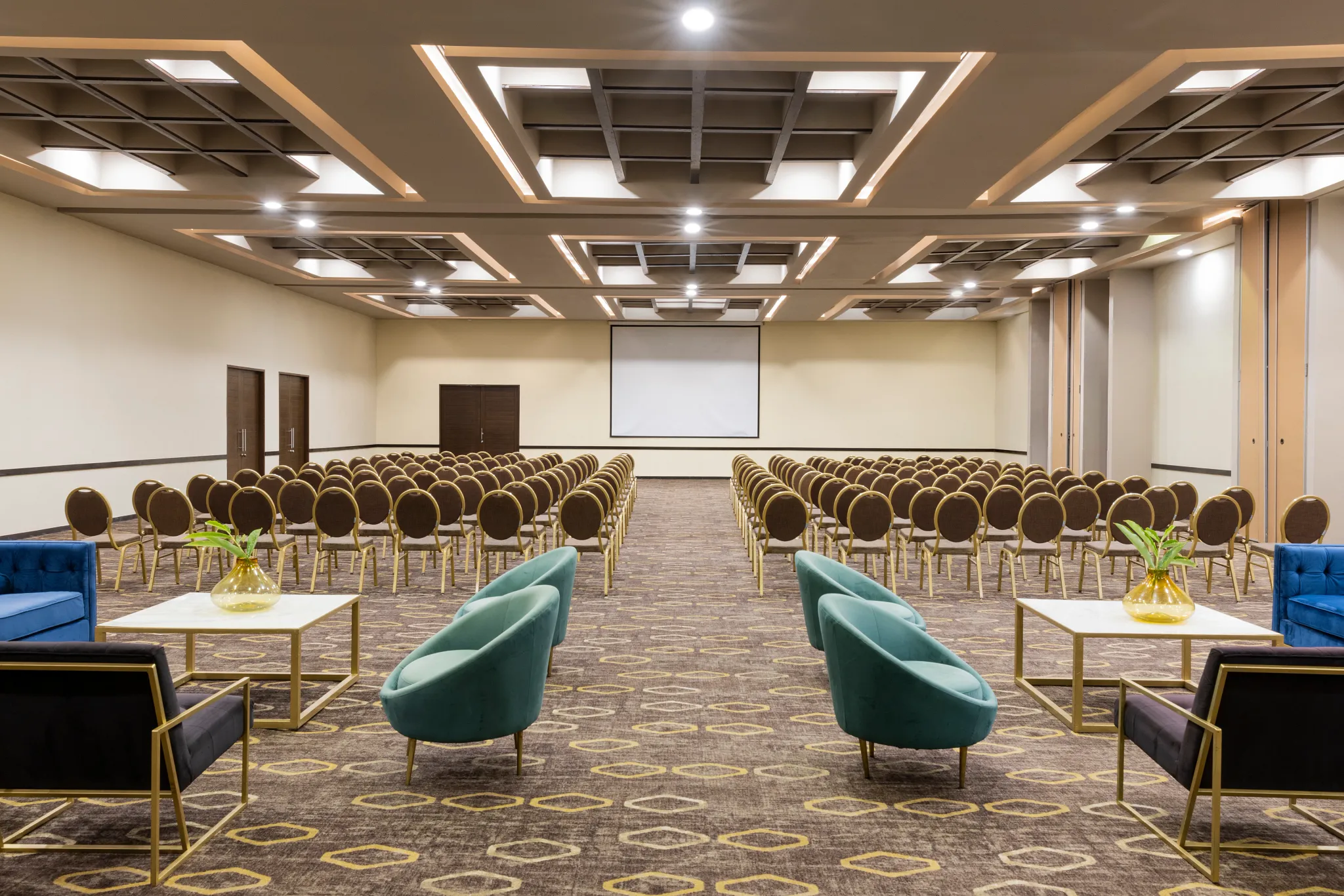 Granada Ballroom elegant indoor wedding reception setup at Dreams Puerto Morelos Resort & Spa